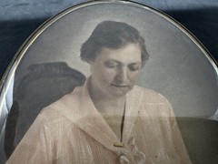 Antique Miniature Portrait of a Lady with Bronze Frame, Signed