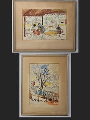 Raymond Abner Vintage 1960’s Lot of 2 Signed Framed Watercolor Paris Scenes
