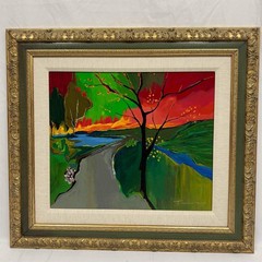 Itzchak Tarkay „Fire on a Hill” Acrylic painting UNIQUE