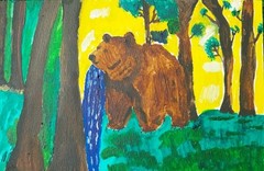 GAT Original Oil Painting Impressionist 6×9 Woodland Whimsical Animals Bear 6×9