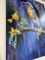 ORIGINAL PAINTING oil,16×20 inches, Gift Lovers Bird, Wall Art Decor, Home GIFT