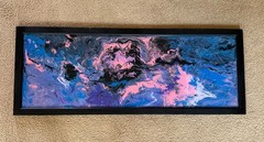 Original Abstract Acrylic Resin Wall Art on Wood Framed 18.5″ x 48.5″