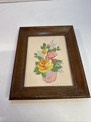 Vintage Eunice S Hand Painted Picture Professional Framed Signed Original Floral