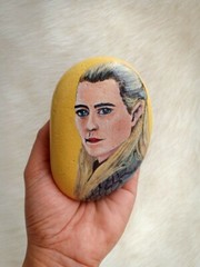 100% Hand Painted Natural Rock Acrylics Painting Legolas Lord of the Rings