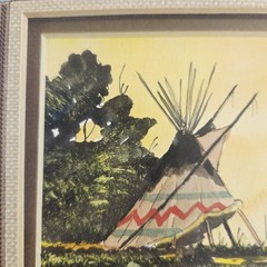 Rare William Zivic Native American Tipi Horse Watercolor Painting Signed 1986
