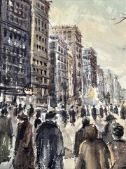 ANTIQUE ARCHITECTURAL PAINTING MAURICE SILBER REGIONALISM WPA ERA CITY NEW YORK
