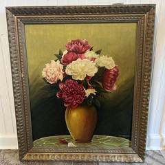 20×24” Original Oil Painting On Canvas Floral Still Life Frame Signed By Artist