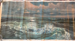 Maritime Ocean Waves Signed illegible Large Oil on Canvas 20th Cent unframed