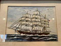 George E Wickers Gouache/Watercolor Painting „Clipper Ship“ – Framed 1891