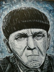 Three Stooges MOE comedy ICON new 8×10 wood original painting art signed Crowell