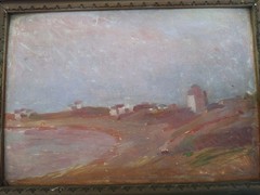 Antique Oil Painting Impressionist Landscape Signed Framed Miniature On Panel