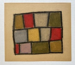Vintage Original Geometric Abstract Oil Pastel on Paper Modernist MCM