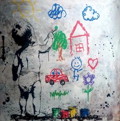 Original Painting Unique Signed Abstract Modern Art Painting Picture Art Banksy