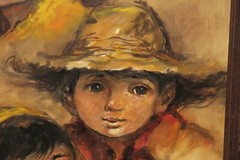 Salvador Cabrera Filipino O/C Painting Big Eyed Philippines Children LARGE!