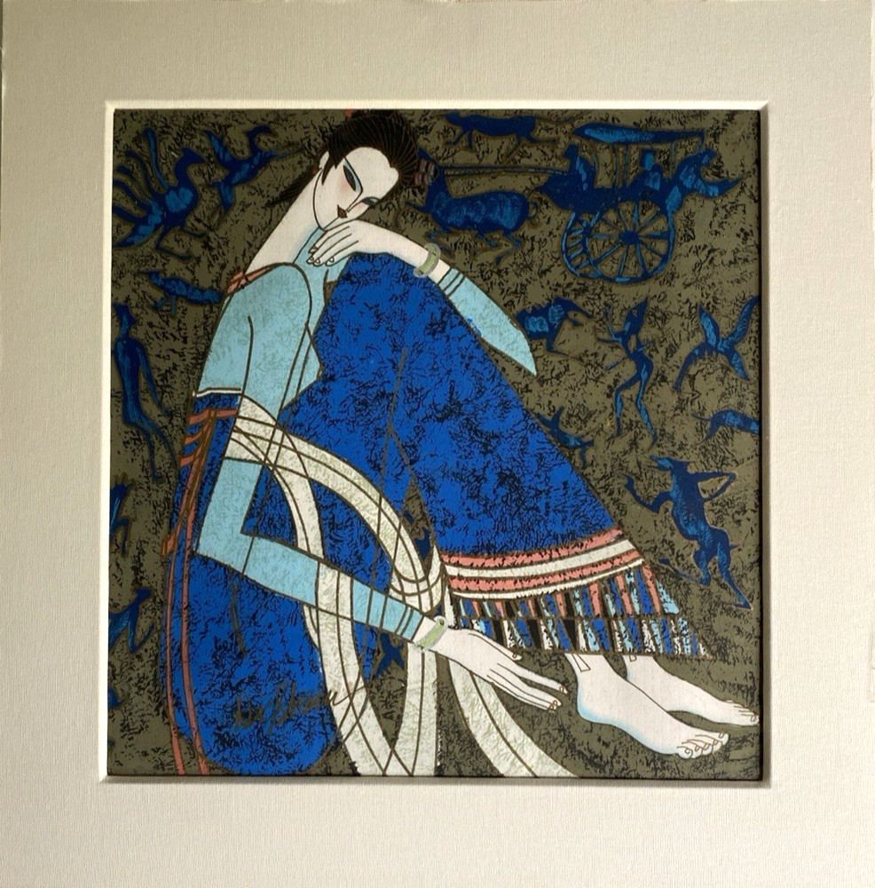 Vintage Artist Signed Ting Shao Kuang? ‚Ting Ancient World‘ Gouache Artwork