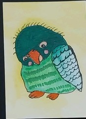 ACEO Original Art Card ATC Watercolor OOAK Signed Parrot Bird Painting By GAT
