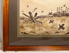 Pair of George Reis Signed Original Framed Watercolor Birds & Ducks Paintings