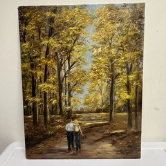 Country Road Couple Walking Trees Painting by Elizabeth Dowdy