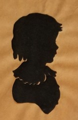 vintage Antique Hand Cut 19thc Paper Silhouette young Girl Curls Big collar