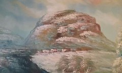 SOUTHWEST PUEBLOS SCENE oil painting canvas Native SW Desert
