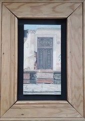 Anabella Macchiavello/Original Oil Painting/“Centro Lima“/Signed/Doorway/Framed