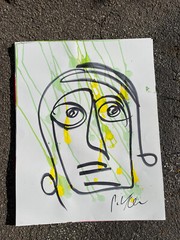Peter Keil – Signed Original Painting – Face On Paper – 28$22 Inches