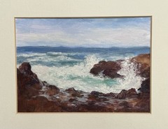 Oil Painting Seascape Painting Ocean Rugged Rocks Signed And Framed