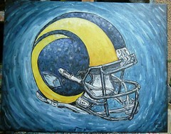 RAMS HELMET wow Football Art NEW oil Painting 16×20 original signed Crowell