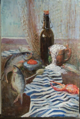 Stilllife Irish angler Original oil painting 3D ART impasto Irish Celtic Symbol