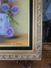 Vtg Floral Still Life Canvas Painting Ornate Gilt Frame 16×12 Bouquet Signed