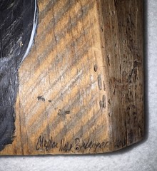 Original Folk Art Signed HORSE PORTRAIT On Rustic Wood Plank Board Painting 2015