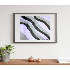 Organic Abstraction 11×14 Purple, Gray, & Black Original Hand Painted Paper