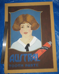 ORIGINAL ADVERTISING ART , AUSTRAL TOOTHPASTE c 1930’s , ON BOARD 39cm X 56cm