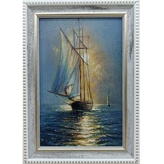Sailboat Original Oil Painting 4×6 Framed Signed Yacht Marine Seascape Sea Art