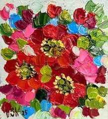 Original Oil Painting Poppies Blooming Impasto Flowers Still life Signed Art
