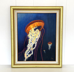 Jellyfish Sealife Seascape Painting signed TTM 21×25″