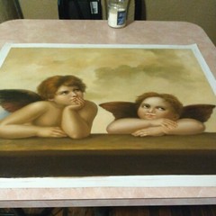 Raphael , Two Cherubs, 20″ x 24″, hand painted repro