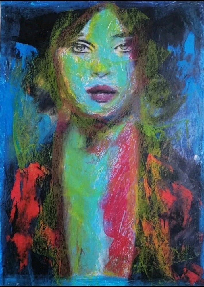 Portrait – Abstract Modern Art – Oil Chalk A4 Paper – Modern Art