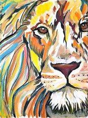 9”x12” Lion, Watercolor/Mixed Media/Heavy Paper, COA, Handmade/signed By Artist.