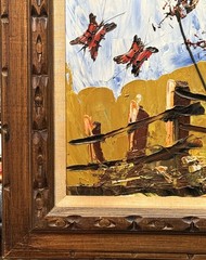 Morris Katz, VTG c. 1997 LRG Heavy Impasto Landscape O/M „Autumn Leaves“ Signed
