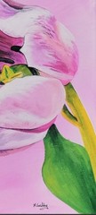 Original 8 X 10 Expressionism Pink Flower Acrylic Canvas Painting