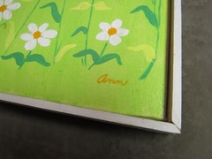 Vintage 1970’s Ann Marshall Dallas Texas Daisy Flower Lady Bug Canvas Painting