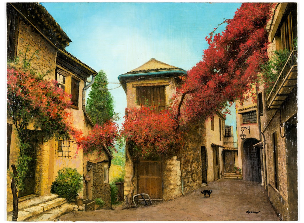 Ron Lesser Beautiful Ancient Village of Provence Original Oil Painting