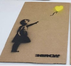 Genuine Banksy Girl Stencil On Cardboard Banksy Is Dismal Signed/Numbered 23/50