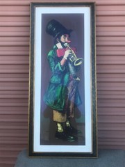 ‘Clown with Trumpet’ Leighton-Jones Print Large 47 1/4 X 20 1/2 Signed 123/375