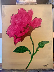 Impasto Floral Painting Original Art 14×11 Canvas Signed Home Wall Decor Pink