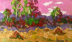 Oil Painting Stubble A. Kalenyuk Unframed Original Home Decor Art nAAA3213