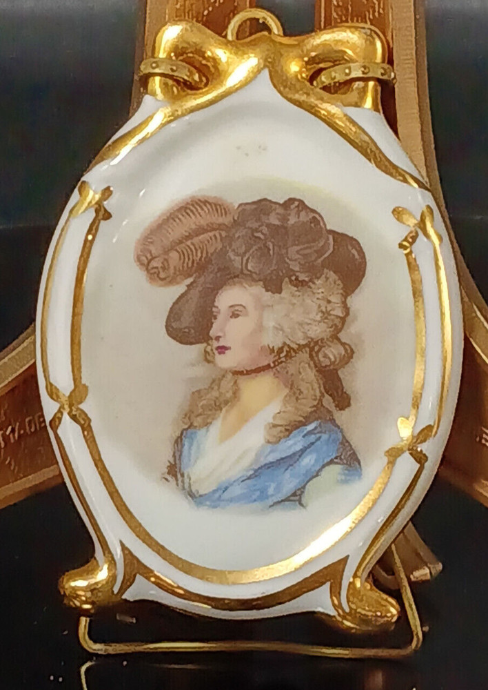 22K Gold Limoges France Porcelain Portrait Art, Miniature Frame, Victorian Woman