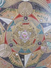 ART – Original Signed Abstract Mandala Pointalism Painting on 25 Inch Drum Head