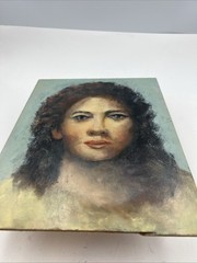 Original Oil Portrait of Woman, Unsigned, Mid‑Century Style, Panel Board 8”X10”